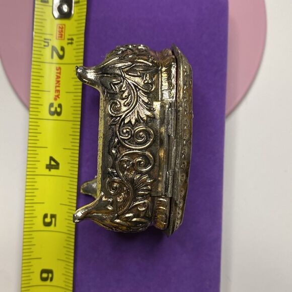 💛 Vintage Silver Plated Floral Trinket Box - Picture 6 of 8